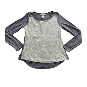 By Design Knit Long Sleeve Top Cream Gray Size Small